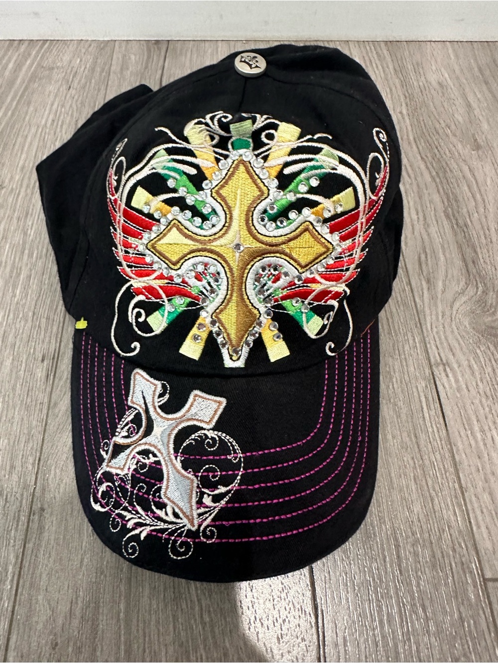 Jolly Roger Rhinestone Cross Trucker Hat